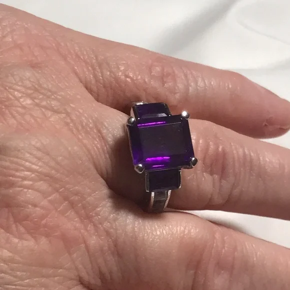 🌹Amethyst with White Topaz Ring Sz 6 & 7